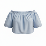 Off-shoulder top in light blue