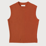 Knit sleeveless top in burnt orange