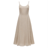 Striped tank dress in beige