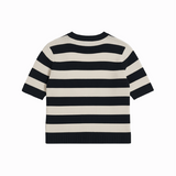 Striped knit t-shirt in black