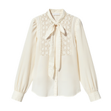 Front-tie blouse in ivory