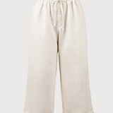 Linen crop pant in ivory