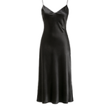 V-neck slip dress in black