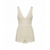 Crochet romper in beige
