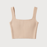 Knit crop tank in beige