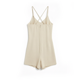 Silk romper in beige