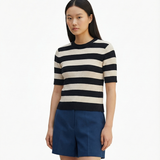 Striped knit t-shirt in black