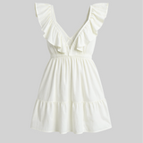 Ruffle mini dress in white
