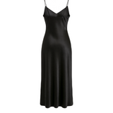 V-neck slip dress in black