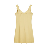 Scalloped mini dress in butter