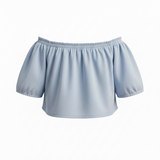 Off-shoulder top in light blue
