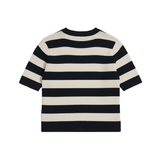 Striped knit t-shirt in black