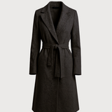 Wool wrap coat in black