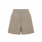 Front pleat shorts in tan