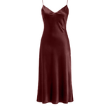 V-neck slip dress in maroon