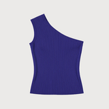 Knit asymmetrical top in navy