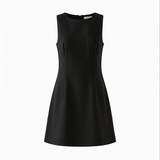 Linen shift dress in black