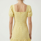 Eyelet dress in yellow