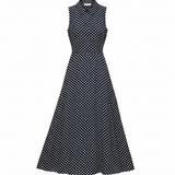 Polka dot day dress in navy