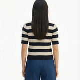 Striped knit t-shirt in black