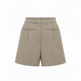 Front pleat shorts in tan