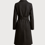 Wool wrap coat in black