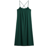 Classic silk slip dress in emerald