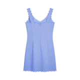 Scalloped mini dress in light blue
