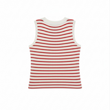 Striped knit vest in red