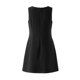Linen shift dress in black