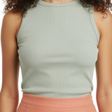 Knit ribbed tank in seafoam