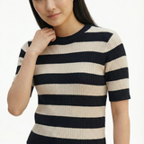 Striped knit t-shirt in black