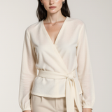 Wrap blouse in ivory