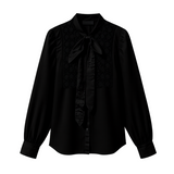 Front-tie blouse in black