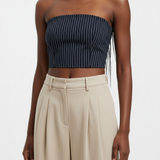 Strapless bustier in stripes