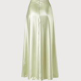 Silk bias skirt in lime