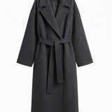 Wool wrap coat in black