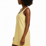 Scalloped mini dress in butter