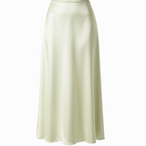 Silk bias skirt in lime