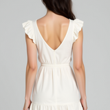 Ruffle mini dress in white