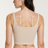 Knit crop tank in beige