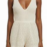 Crochet romper in beige