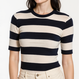 Striped knit t-shirt in black
