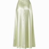 Silk bias skirt in lime