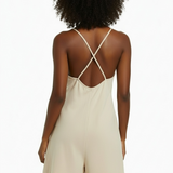 Silk romper in beige