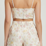 Floral crop tank in ivory