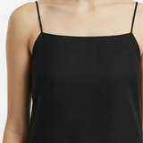 Linen tank dress in black