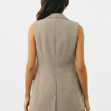 Oversized suit vest in tan