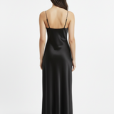V-neck slip dress in black