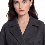 Wool wrap coat in black